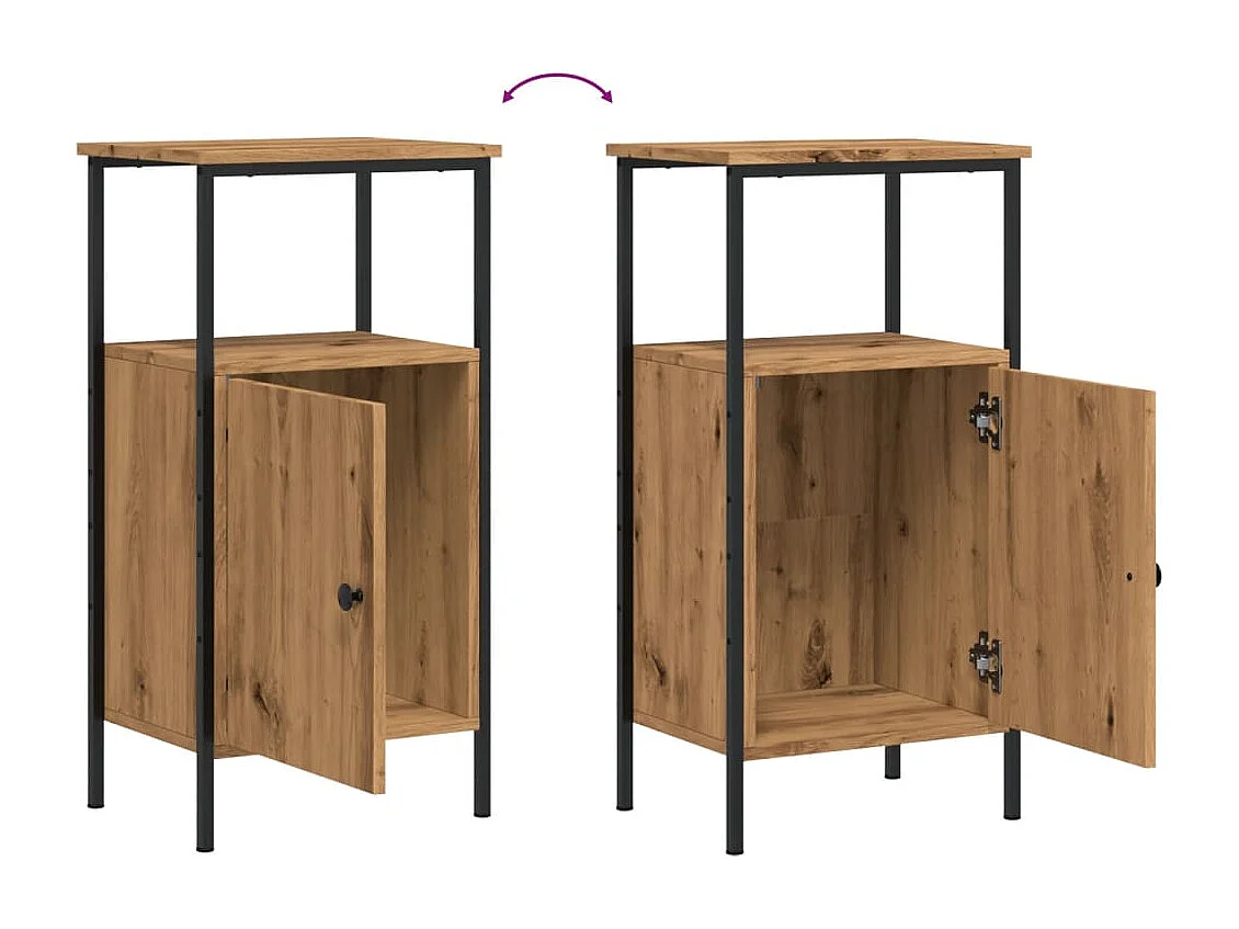 Table de chevet chêne artisanal 41x31x80 cm bois d'ingénierie