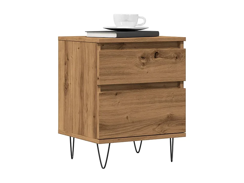 Table de chevet chêne artisanal 40x35x50 cm bois d’ingénierie