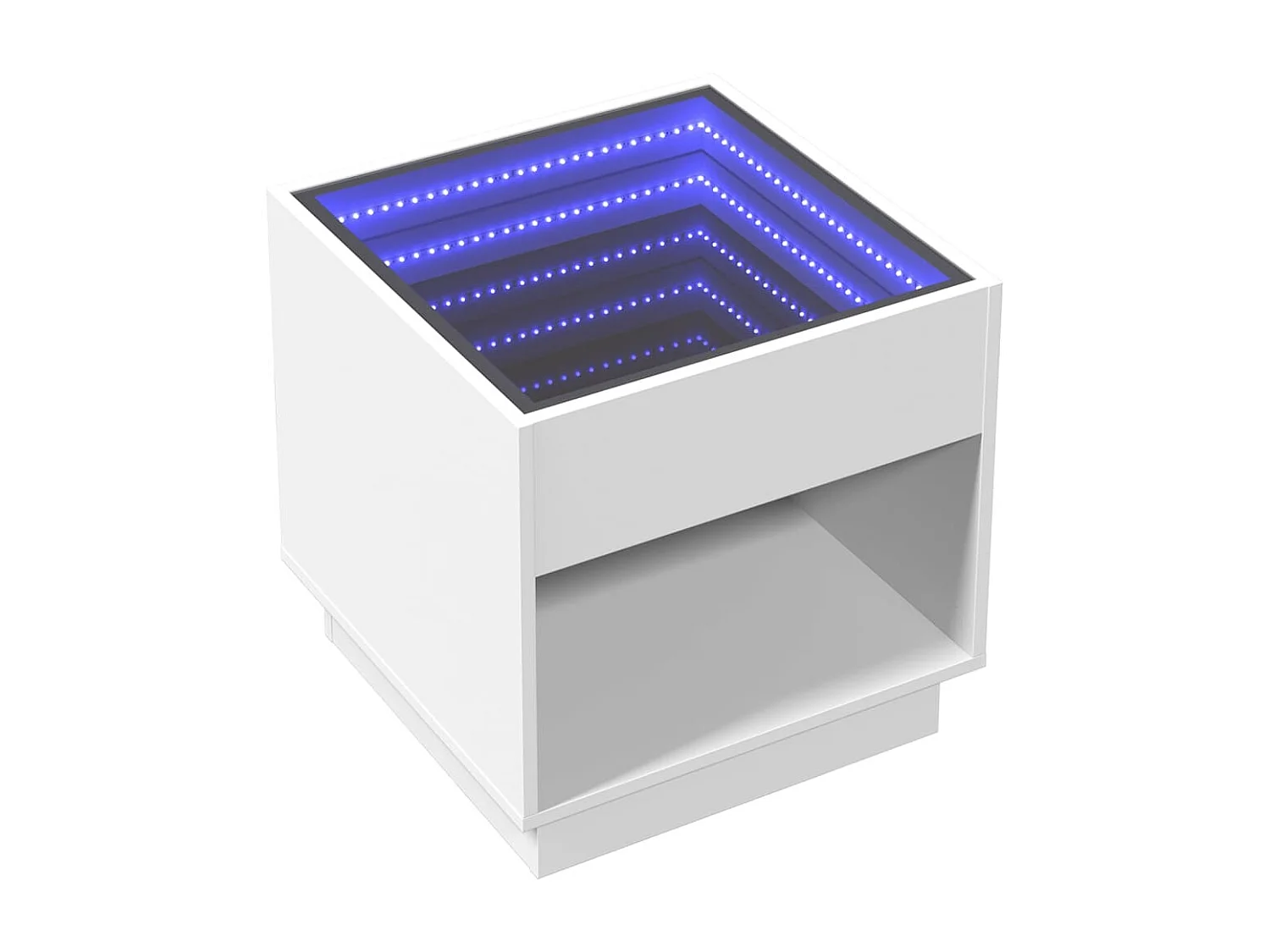 Mesa de cabeceira com luzes LED Infinity 50x50x50 cm branco