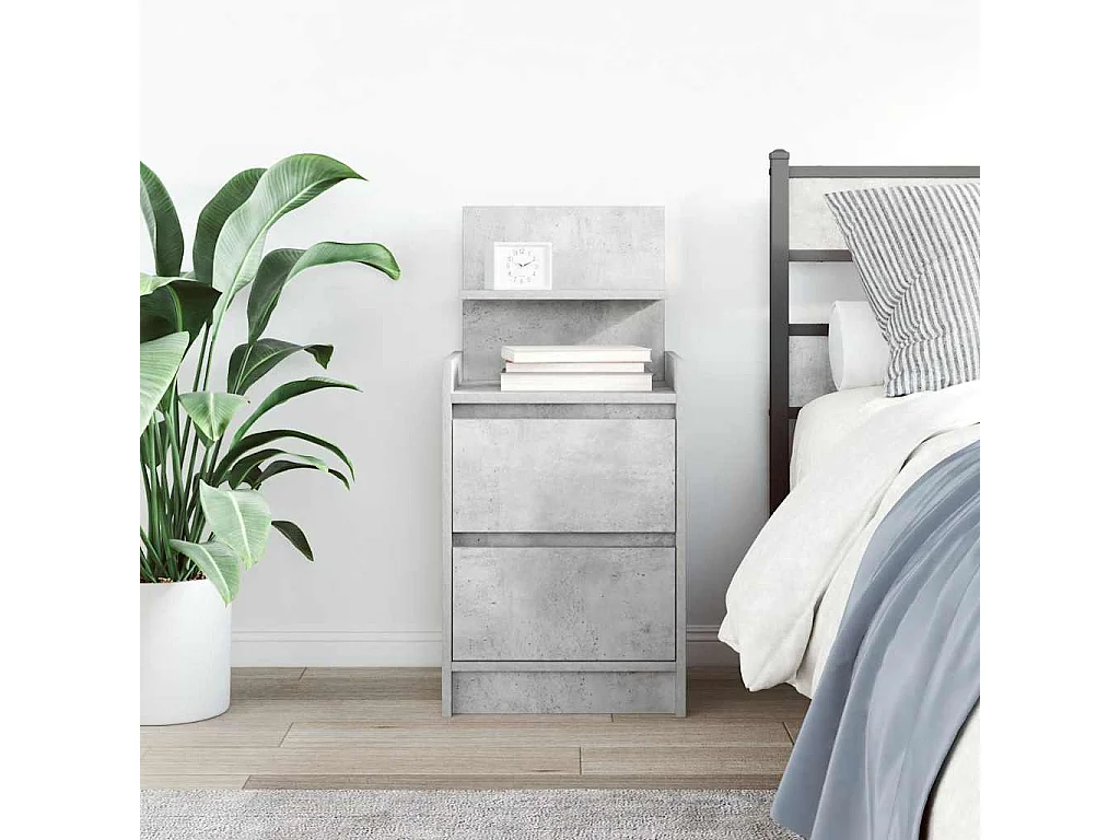 Nachtkastje met 2 lades 38x34x80 cm betongrijs