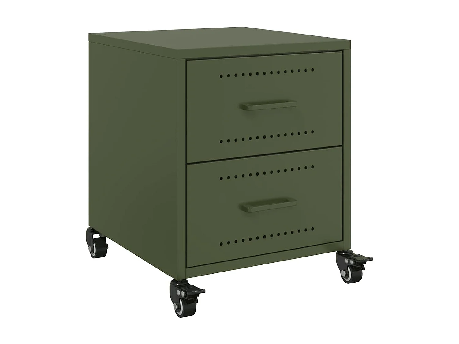 Nachtkastje 36x39x43,5 cm staal olijfgroen