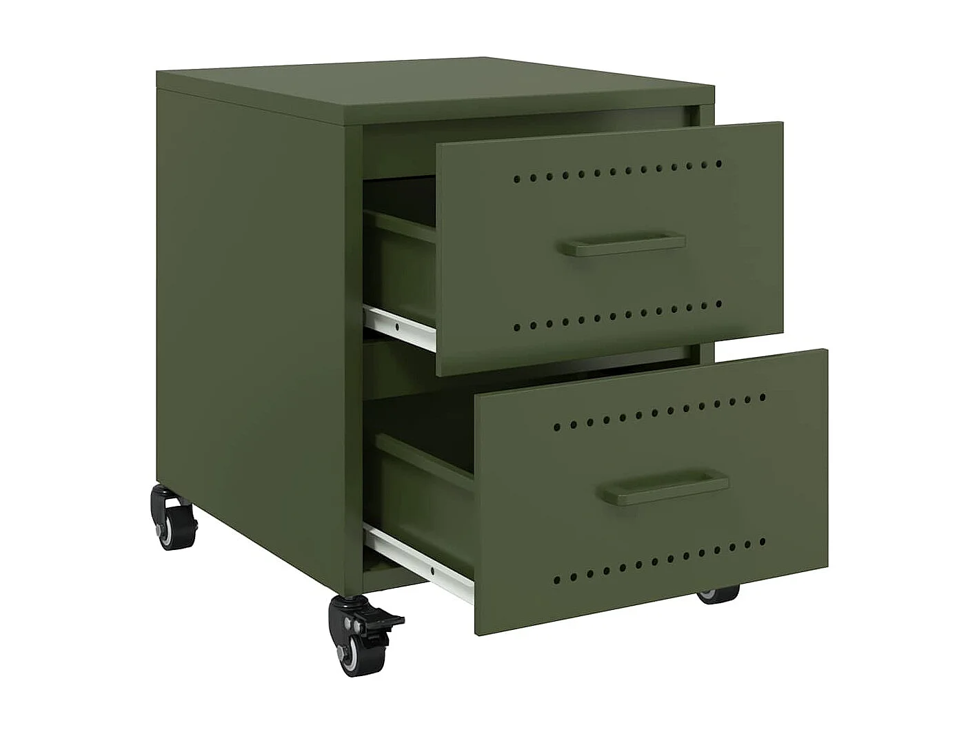 Nachtkastje 36x39x43,5 cm staal olijfgroen