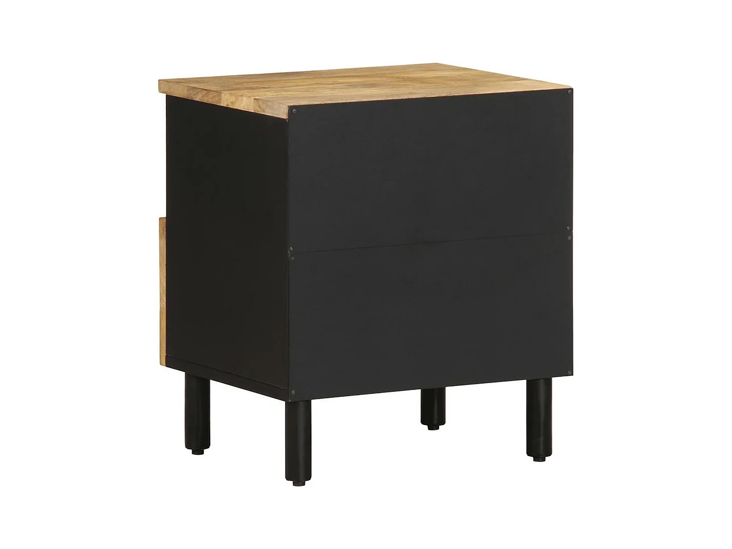 Mesita de noche madera maciza de mango rugosa negro 40x33x46 cm
