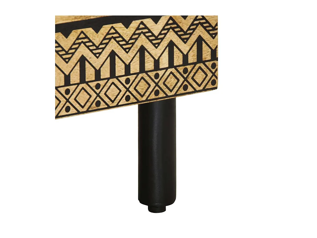 Mesita de noche madera maciza de mango rugosa negro 40x33x46 cm