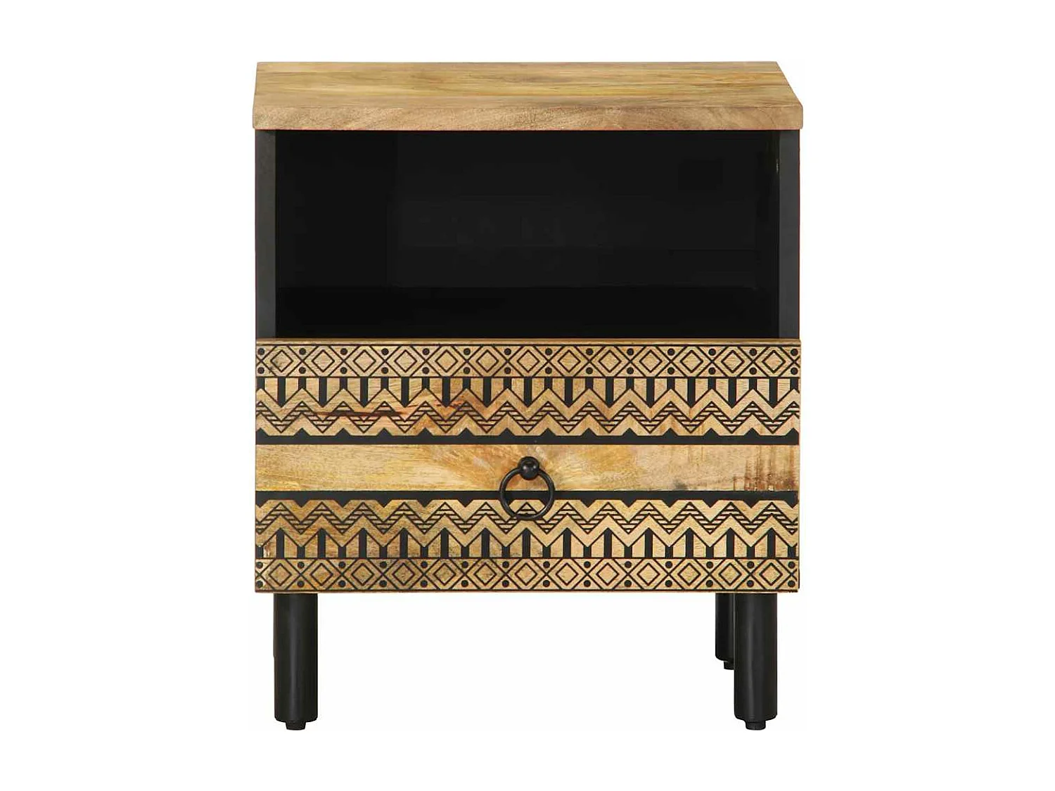 Mesa cabeceira 40x33x46cm madeira mangueira áspera maciça preto