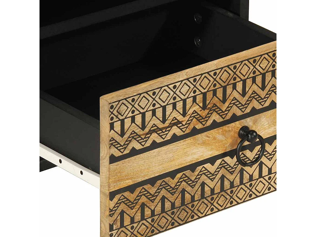 Mesa cabeceira 40x33x46cm madeira mangueira áspera maciça preto