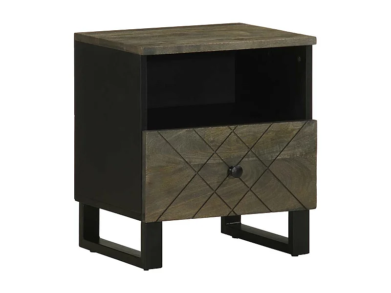 Table de chevet noir 40x33x46 cm bois de manguier solide