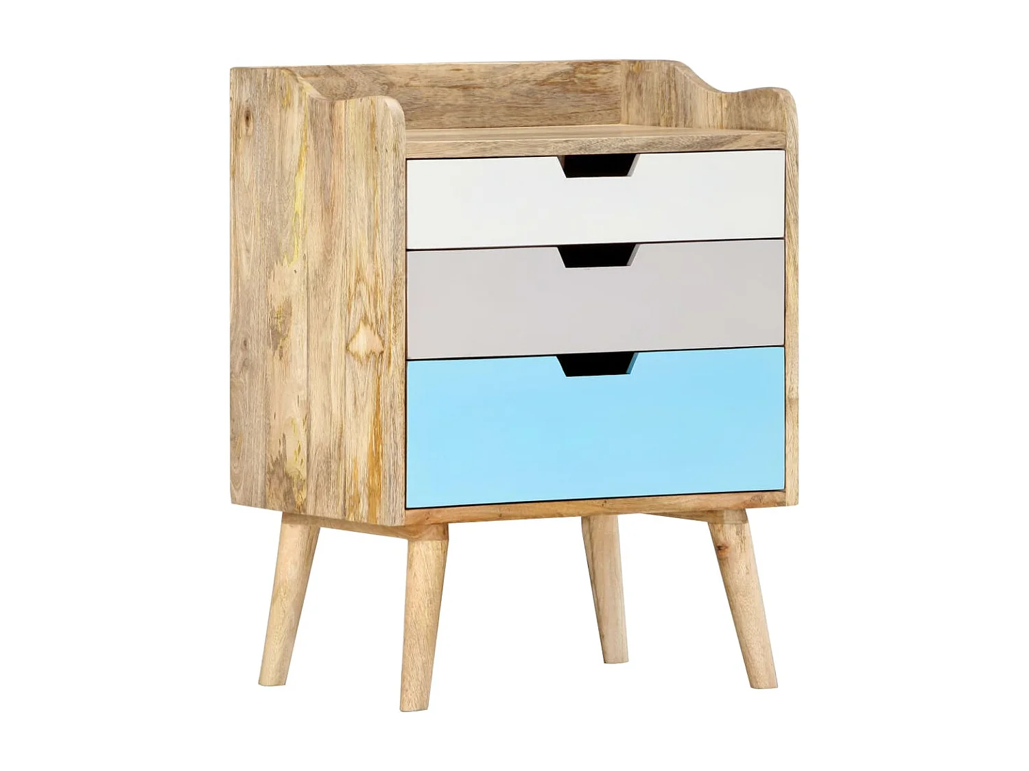 Mesita de noche de madera maciza de mango 47x35x63 cm