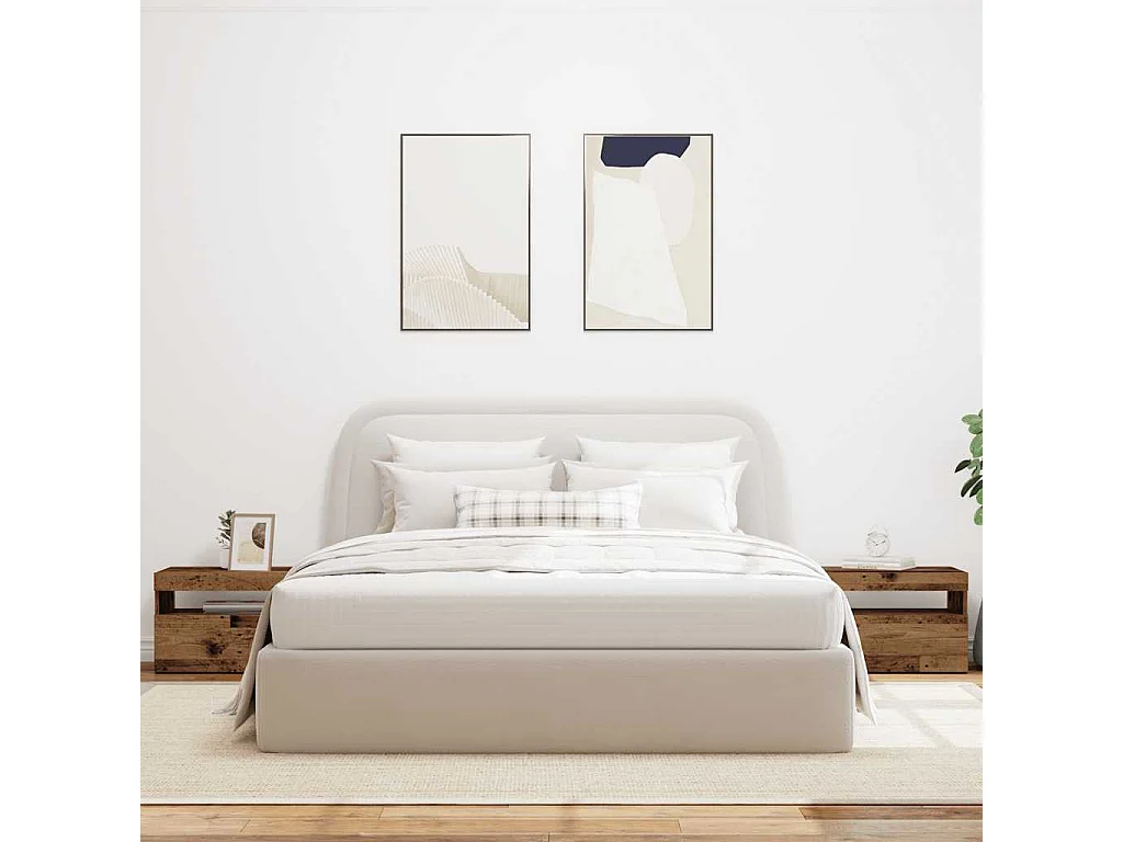 Table de chevet avec lumières LED vieux bois bois d'ingénierie