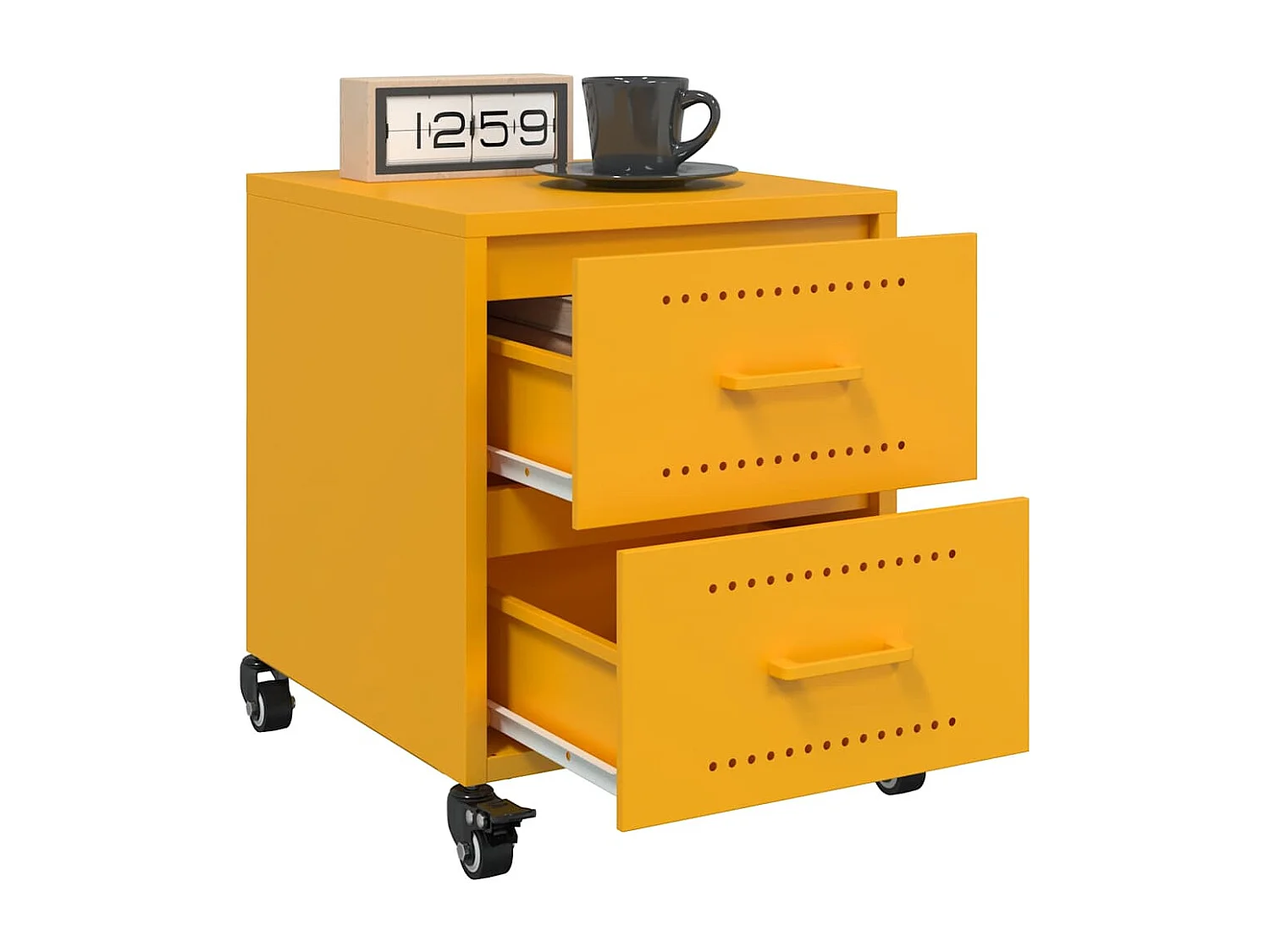 Table de chevet jaune moutarde 36x39x43,5 cm acier