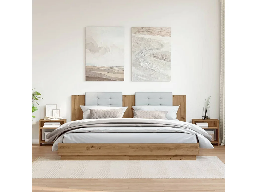 Nachtkastjes 2 st 40x30x40 cm bewerkt hout artisanaal eiken