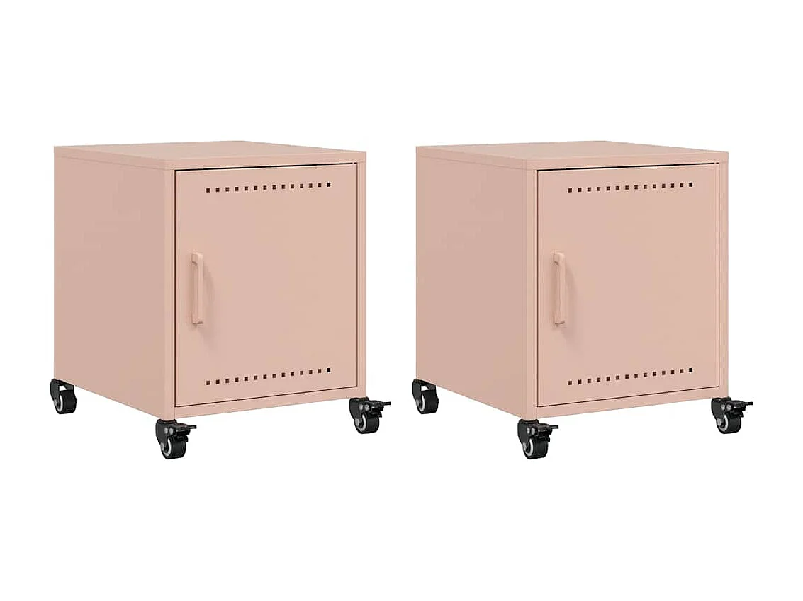 Tables de chevet 2 pièces rose 36x39x43,5 cm acier