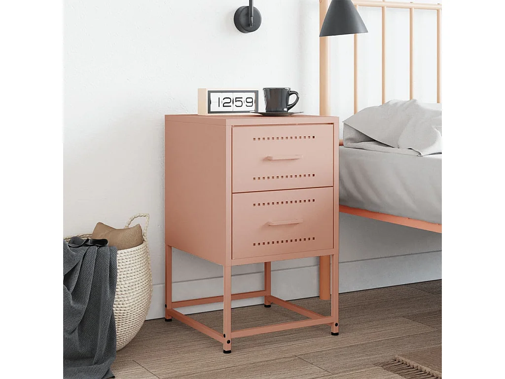 Table de chevet rose 36x39x60,5 cm acier