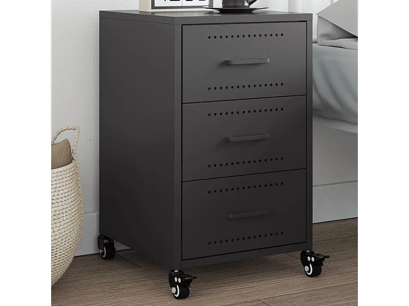 Table de chevet noir 36x39x59 cm acier