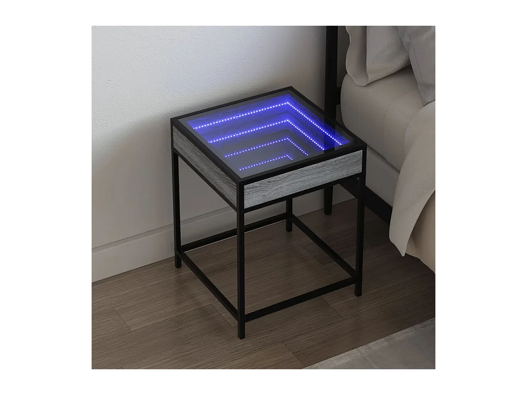 Mesa de centro con Infinity LED gris Sonoma 40x40x51 cm
