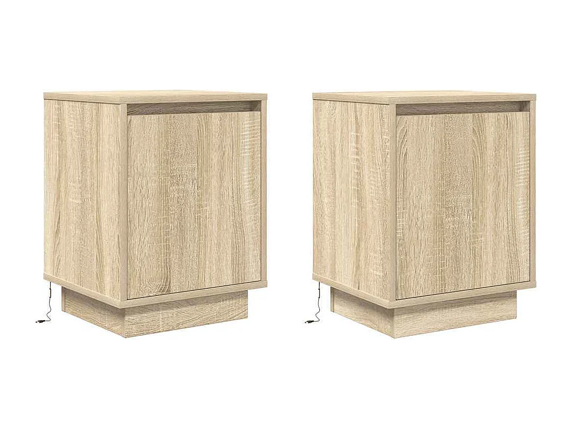 Tables de chevet avec lumières LED 2pièces chêne sonoma 38x34x50cm
