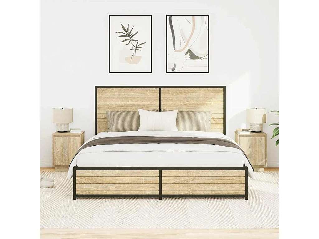 Tables de chevet avec lumières LED 2pièces chêne sonoma 38x34x50cm