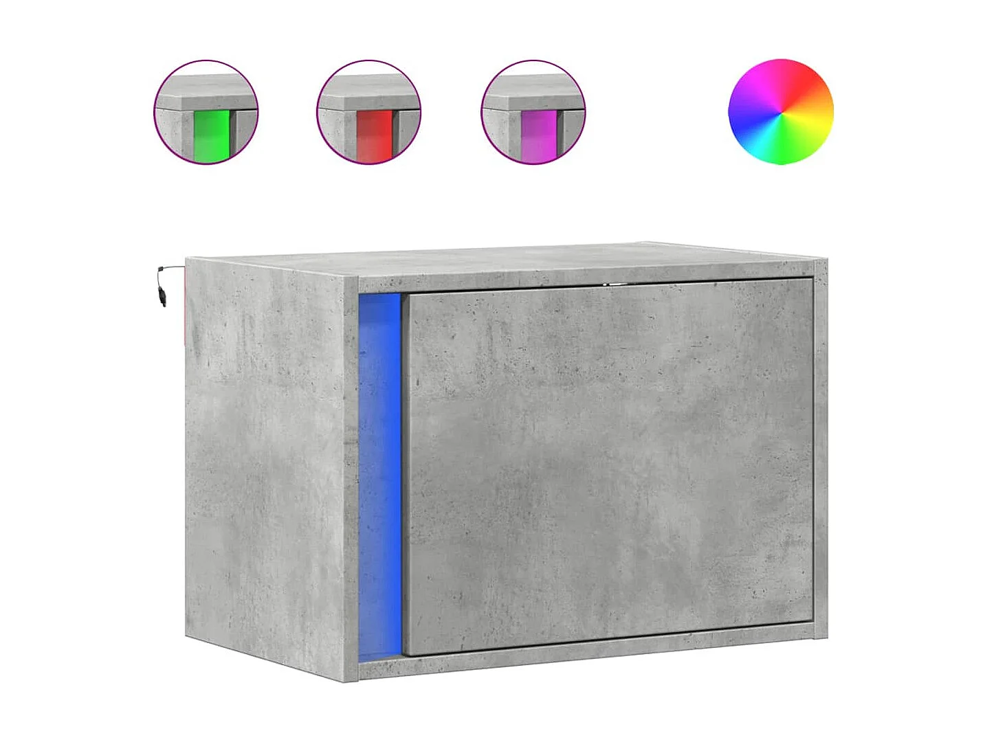 Mesitas de noche de pared con luces LED 2 unidades gris hormigón