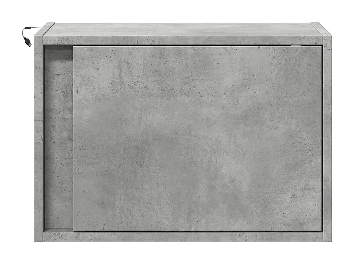 Mesitas de noche de pared con luces LED 2 unidades gris hormigón