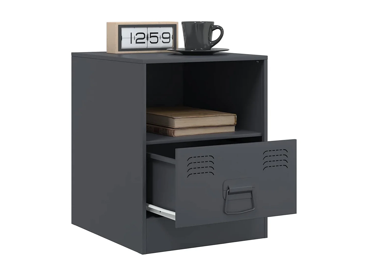 Tables de chevet 2 pièces anthracite 34,5x39x44 cm acier