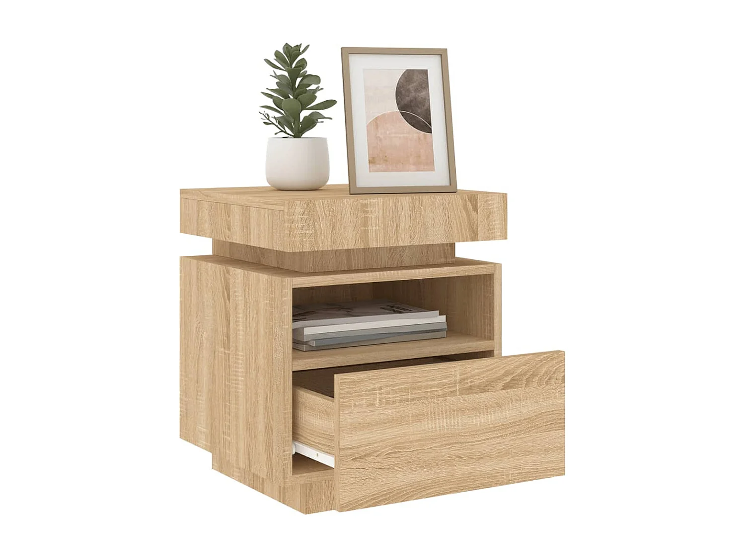 Table de chevet avec lumières LED chêne sonoma 40x39x48,5 cm