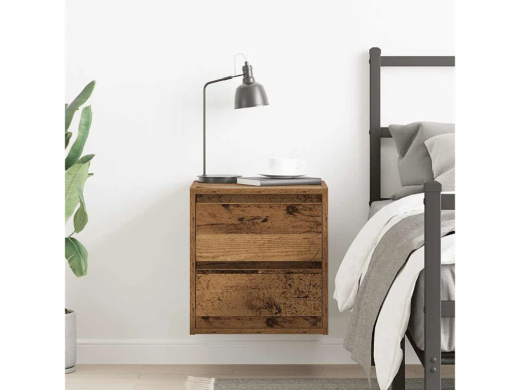 Nachtkastje wandgemonteerd 38x34x40 cm oud houtkleurig