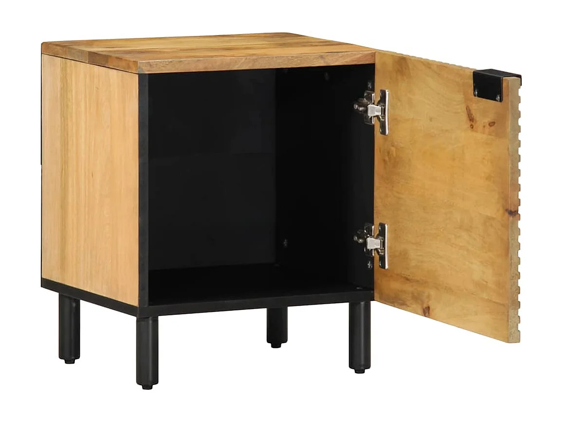 Mesilla de noche marrón 40x33x46 cm madera maciza mango
