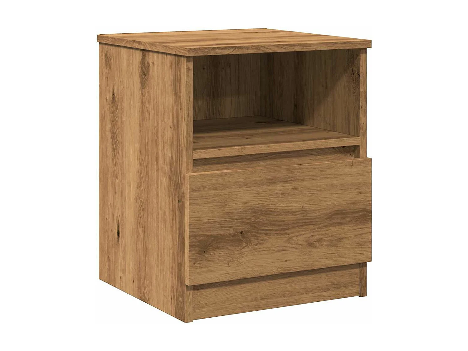 Nachtkastje 40x40x50 cm bewerkt hout artisanaal eikenkleur