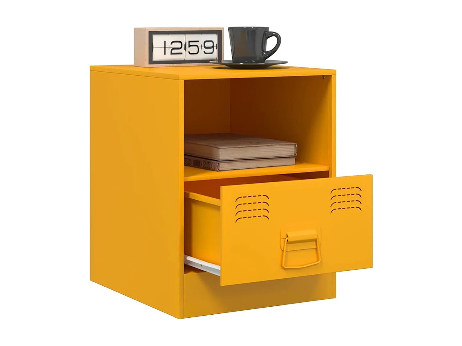 Tables de chevet 2 pièces jaune moutarde 34,5x39x44 cm acier