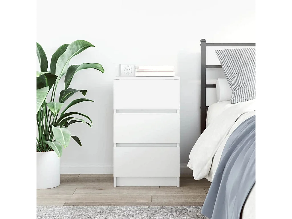 Mesa de cabeceira com 3 gavetas 39x35x65 cm branco