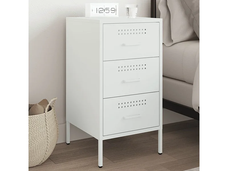 Mesa de cabeceira 36x39x68 cm aço laminado a frio branco