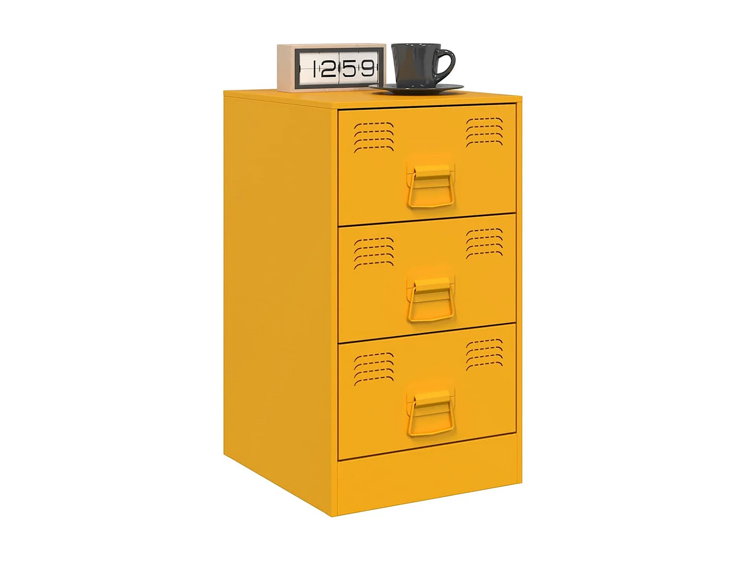 Table de chevet jaune moutarde 34,5x39x62 cm acier