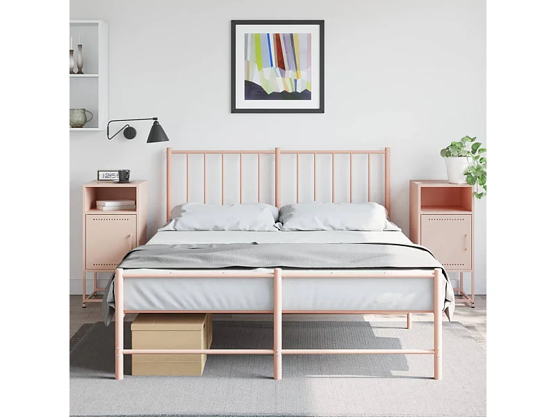 Tables de chevet 2 pièces rose 36x39x78 cm acier