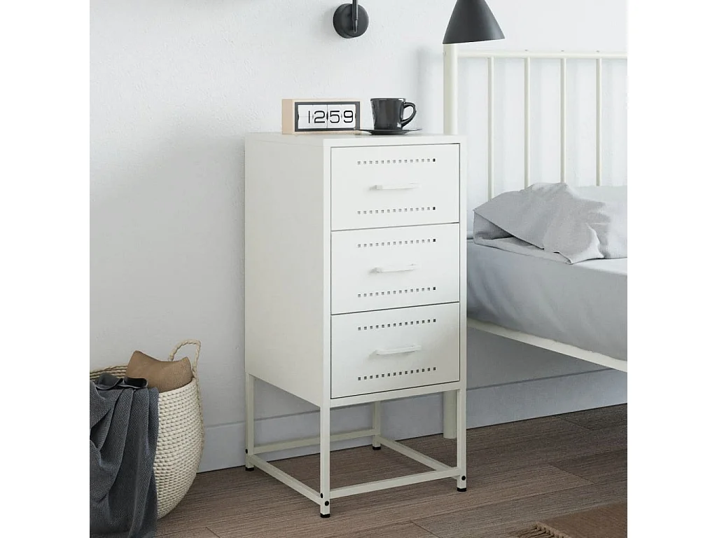 Table de chevet blanc 36x39x78 cm acier