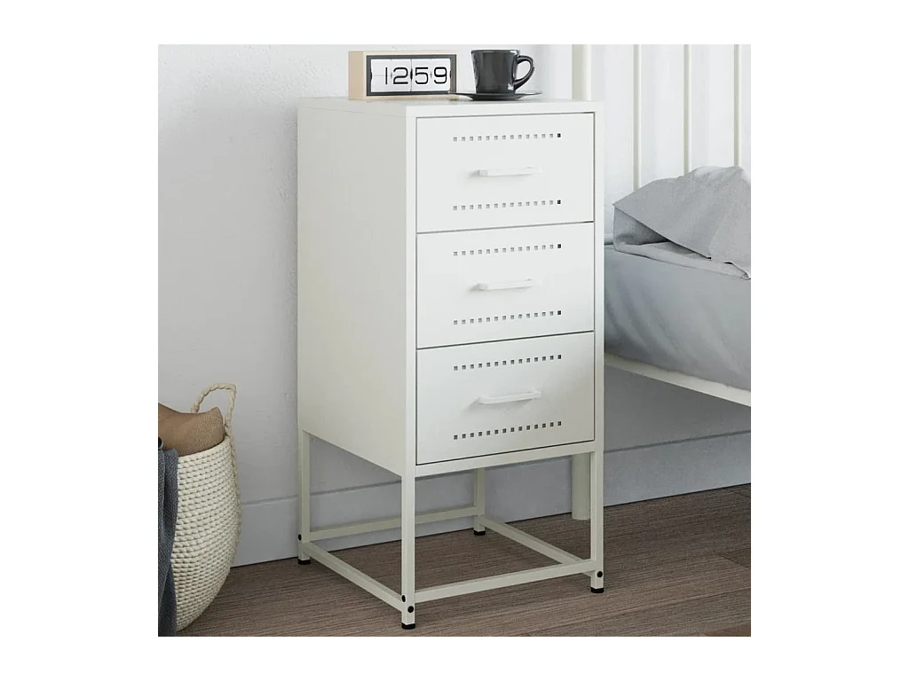 Table de chevet blanc 36x39x78 cm acier