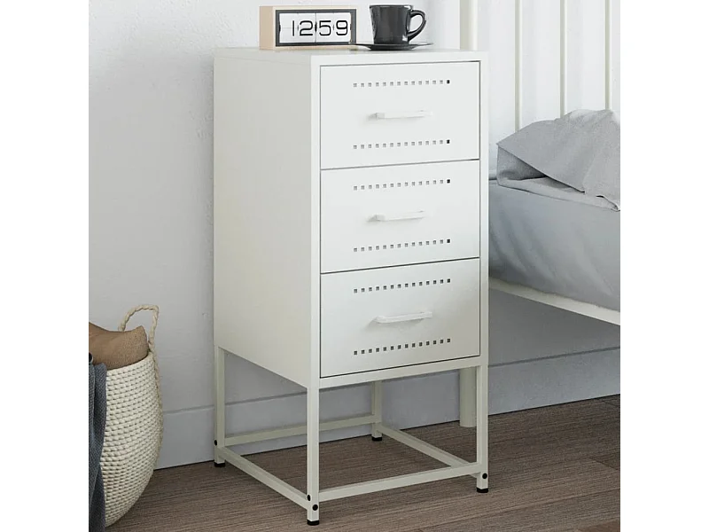 Mesa de cabeceira 36x39x78 cm aço branco