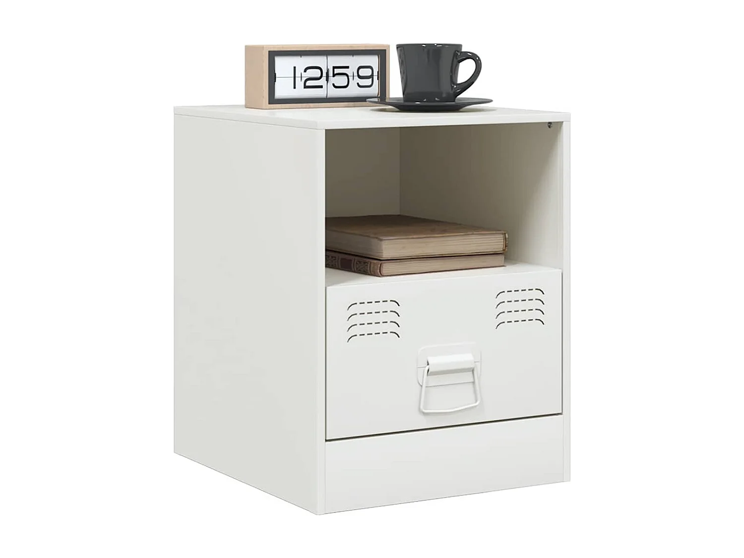 Tables de chevet 2 pièces blanc 34,5x39x44 cm acier