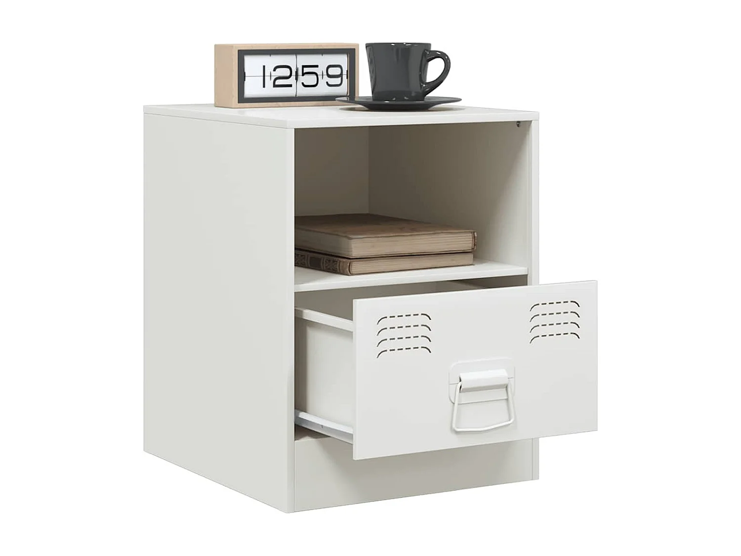 Mesas de cabeceira 2 peças 34,5x39x44 cm aço branco