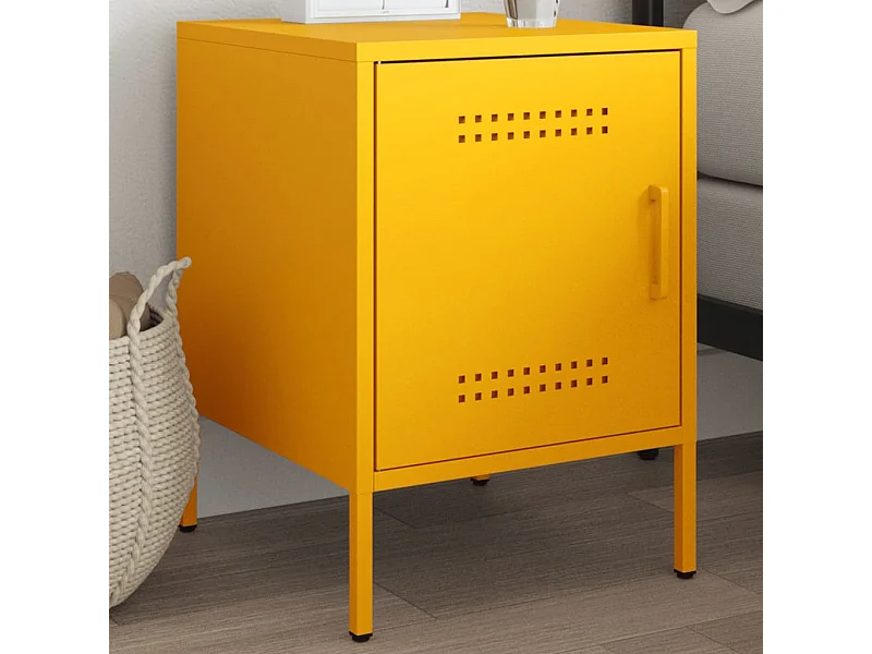 Table de chevet jaune moutarde 36x39x50,5 cm acier