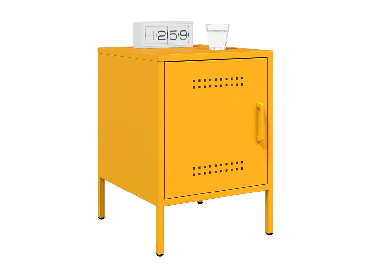 Table de chevet jaune moutarde 36x39x50,5 cm acier