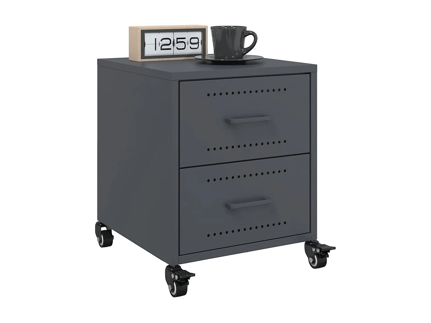 Tables de chevet 2 pièces anthracite 36x39x43,5 cm acier