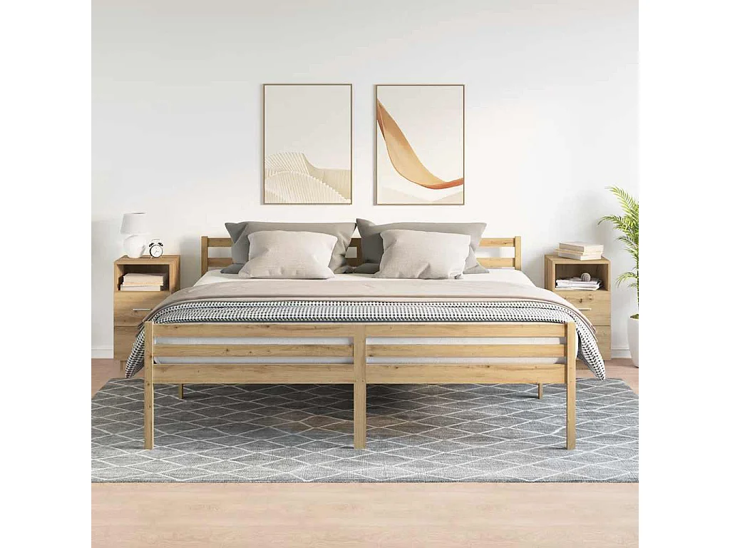 Mesillas de noche 2 unidades con 2 cajones roble artesano 36x36x68cm