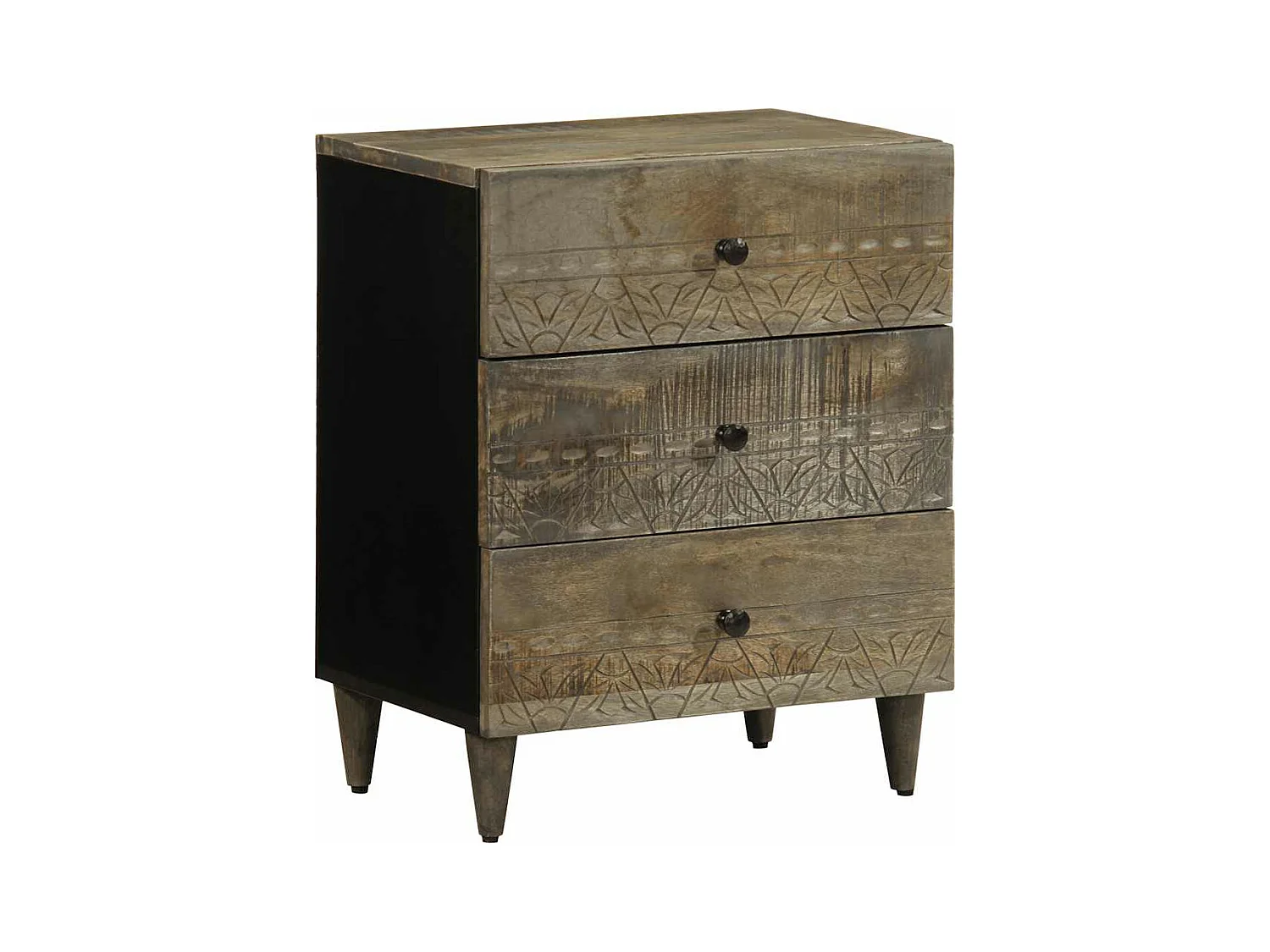 Table de chevet gris clair 50x33x60 cm bois de manguier massif