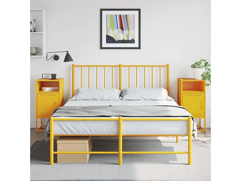 Nachtkastjes 2 st 36x39x78 cm staal mosterdgeel