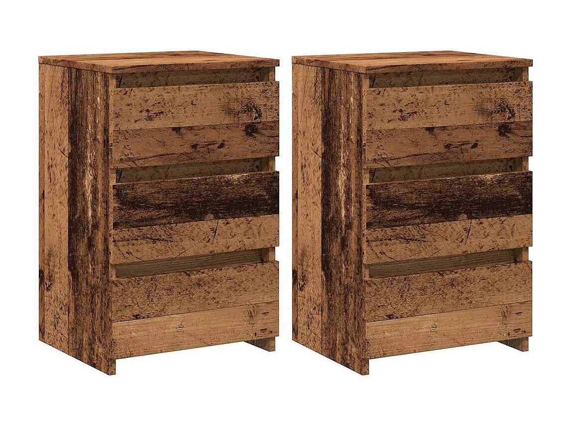 Nachtkastjes 2 st 40x35x62,5 cm bewerkt hout oud houtkleurig