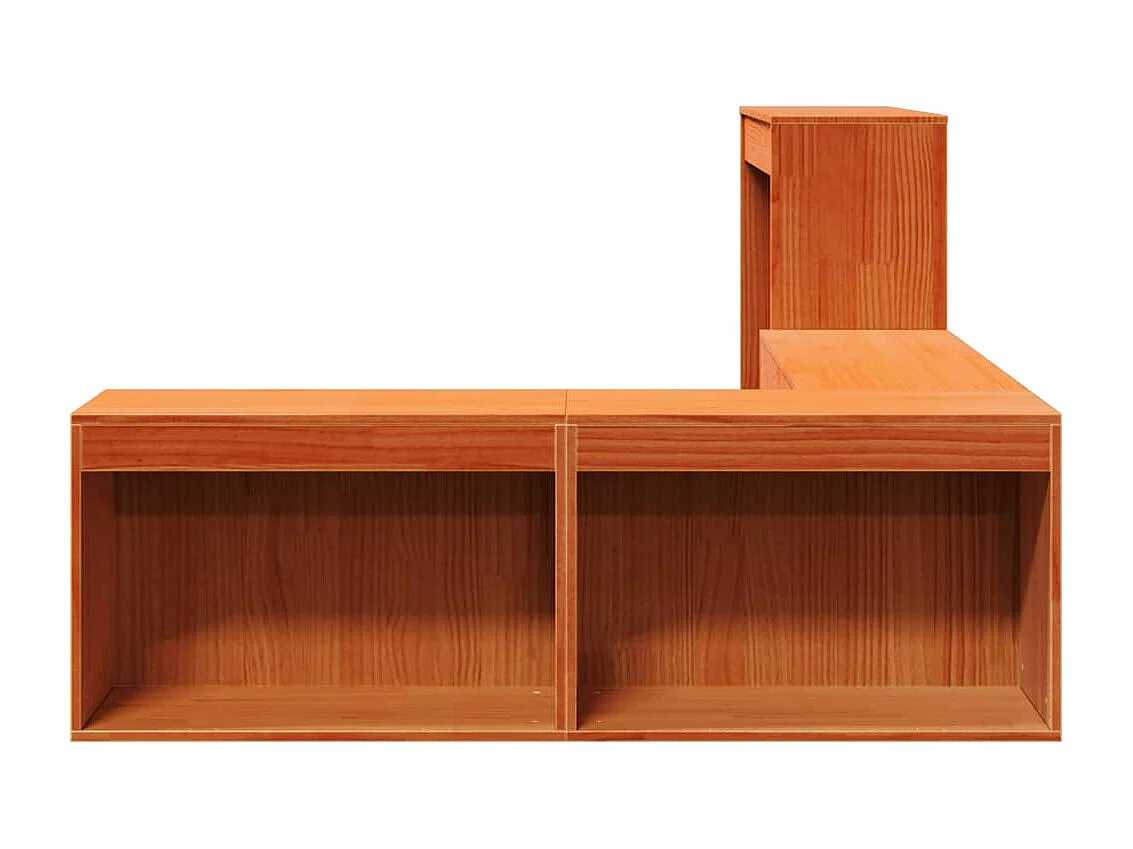 Table de chevet avec bureau cire marron bois de pin massif