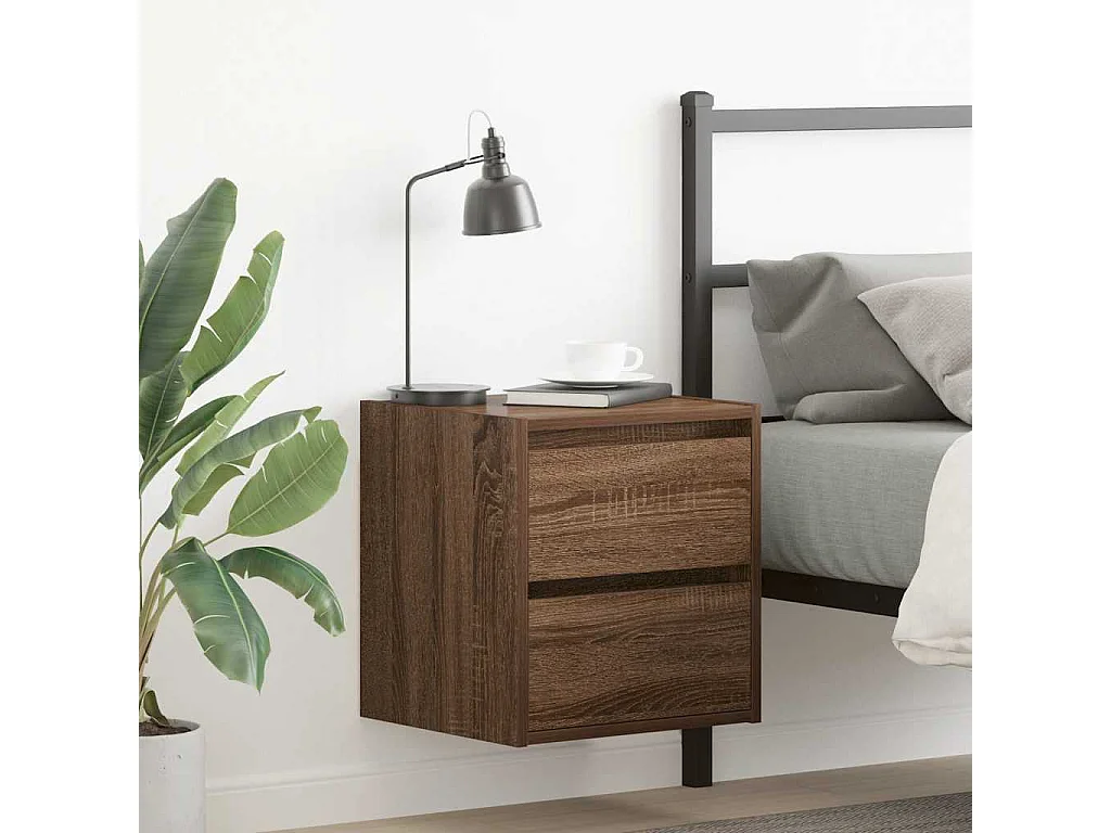 Nachtkastjes 2 st wandgemonteerd 38x34x40 cm bruin eikenkleur