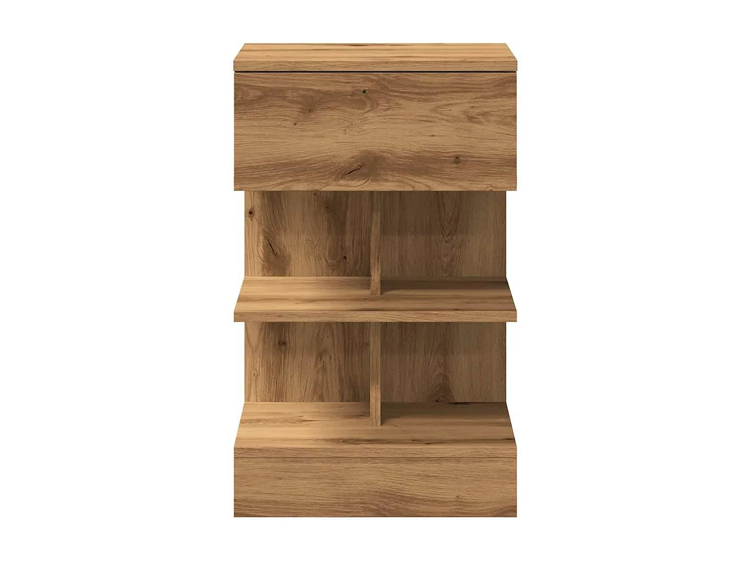 Table de chevet chêne artisanal 40x35x65 cm bois d'ingénierie