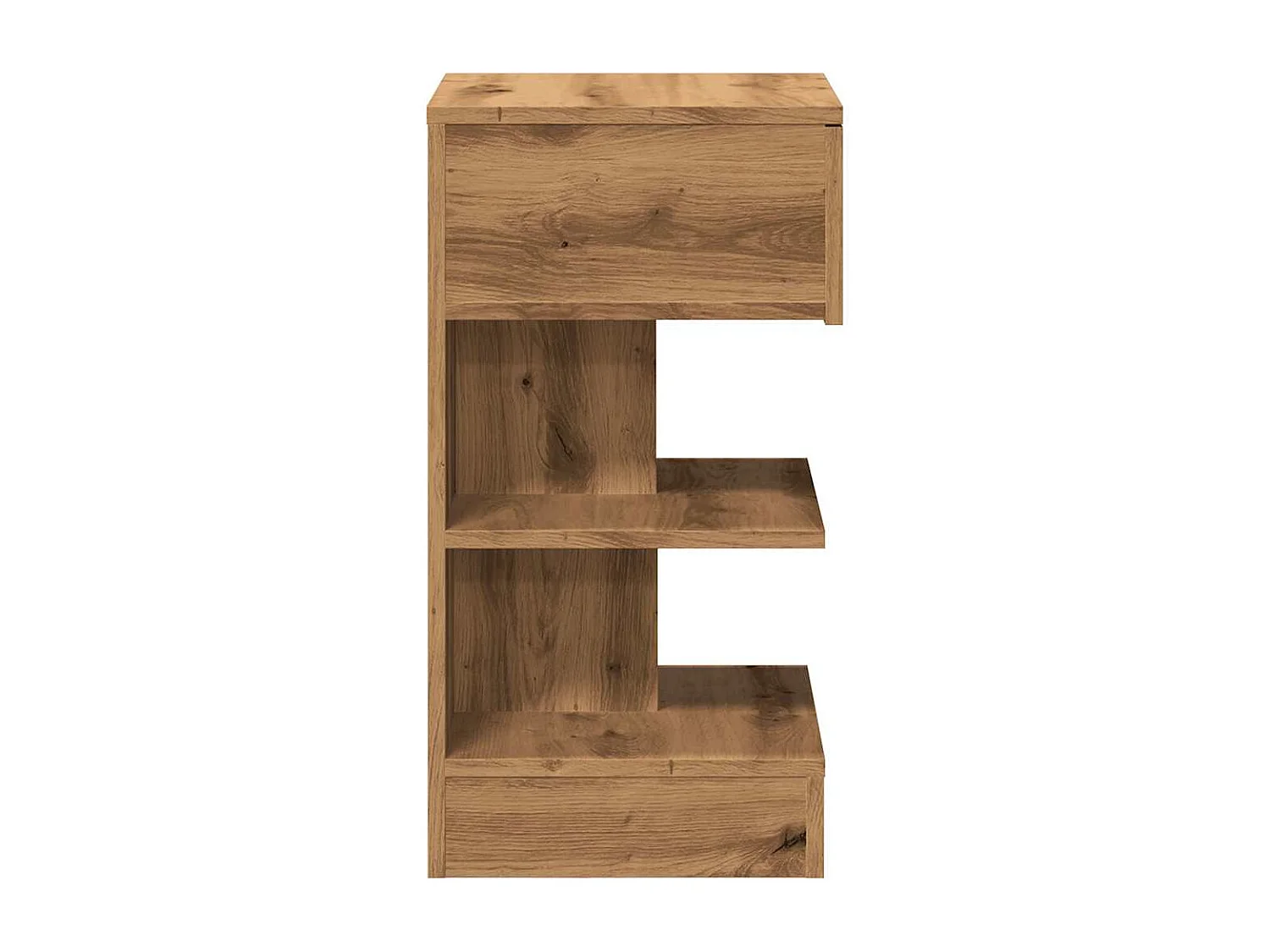 Table de chevet chêne artisanal 40x35x65 cm bois d'ingénierie