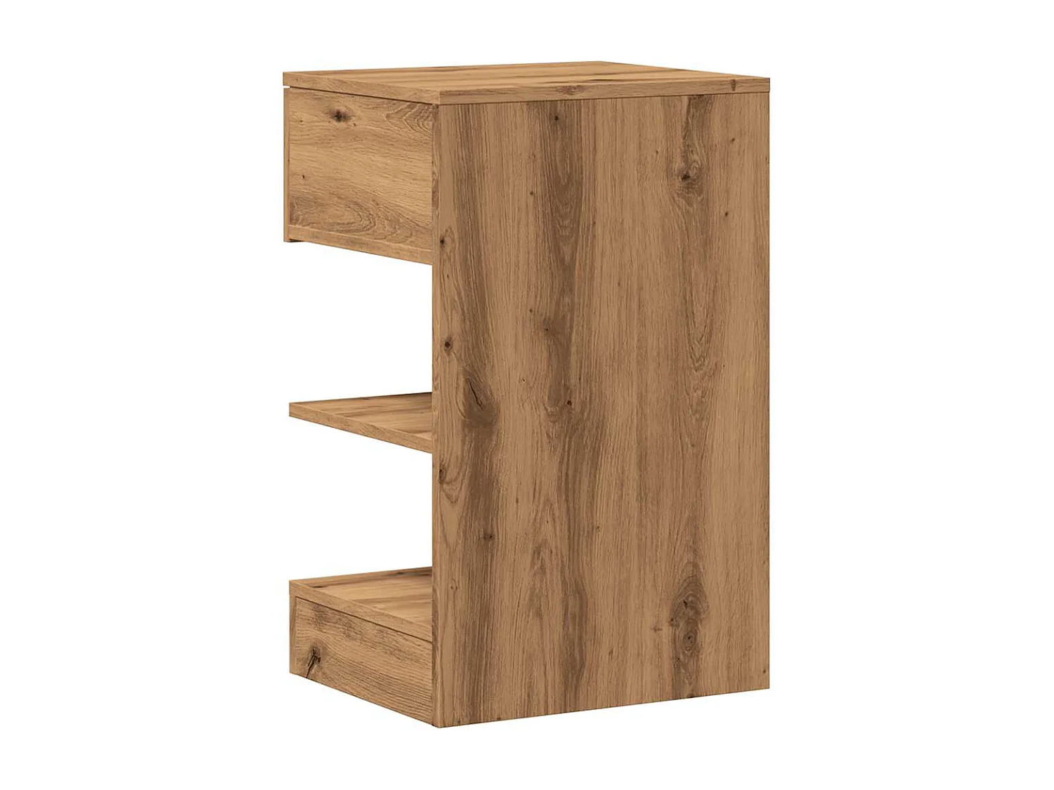 Table de chevet chêne artisanal 40x35x65 cm bois d'ingénierie